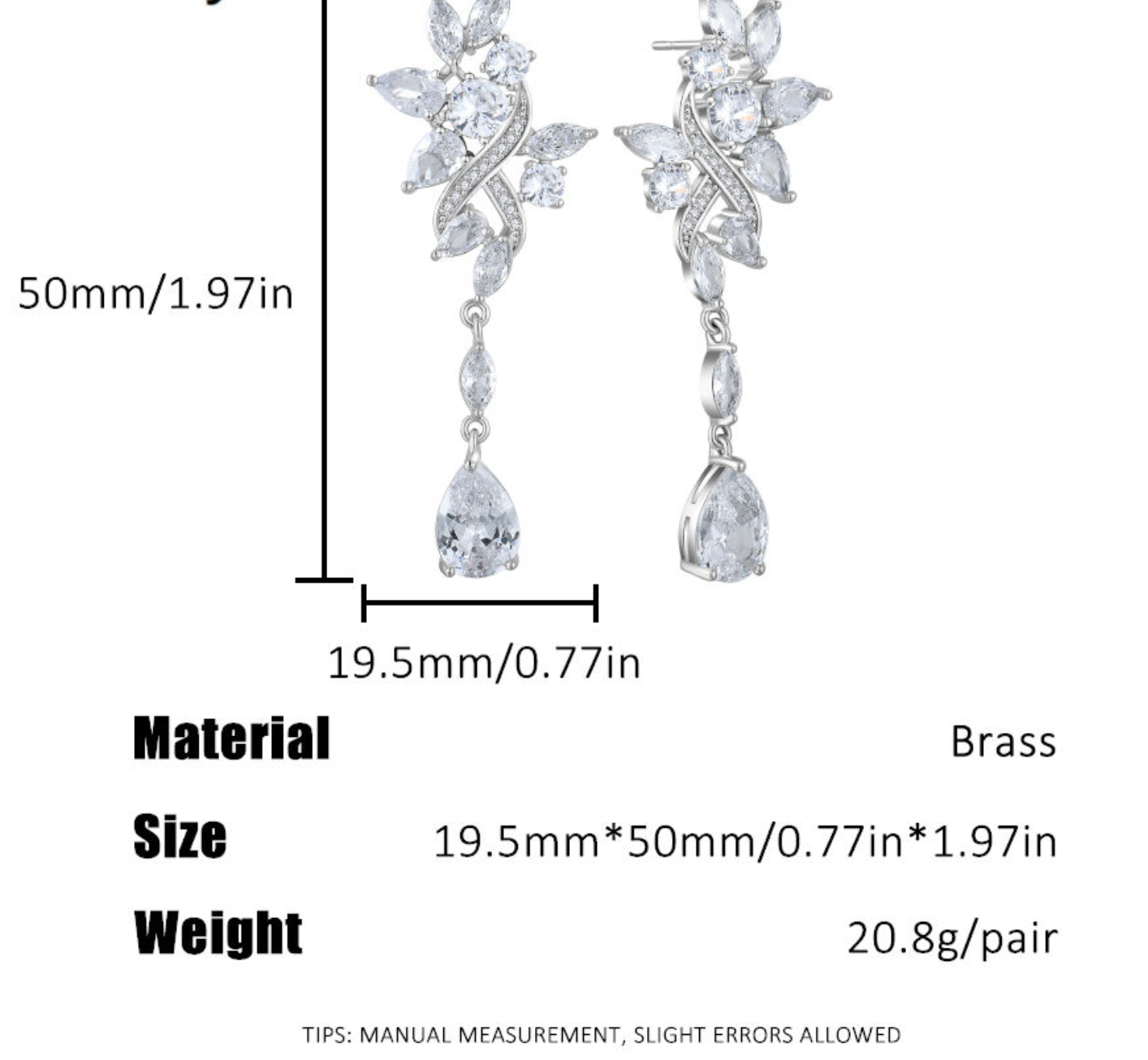 Leaf Cluster Zircon Teardrop Earrings