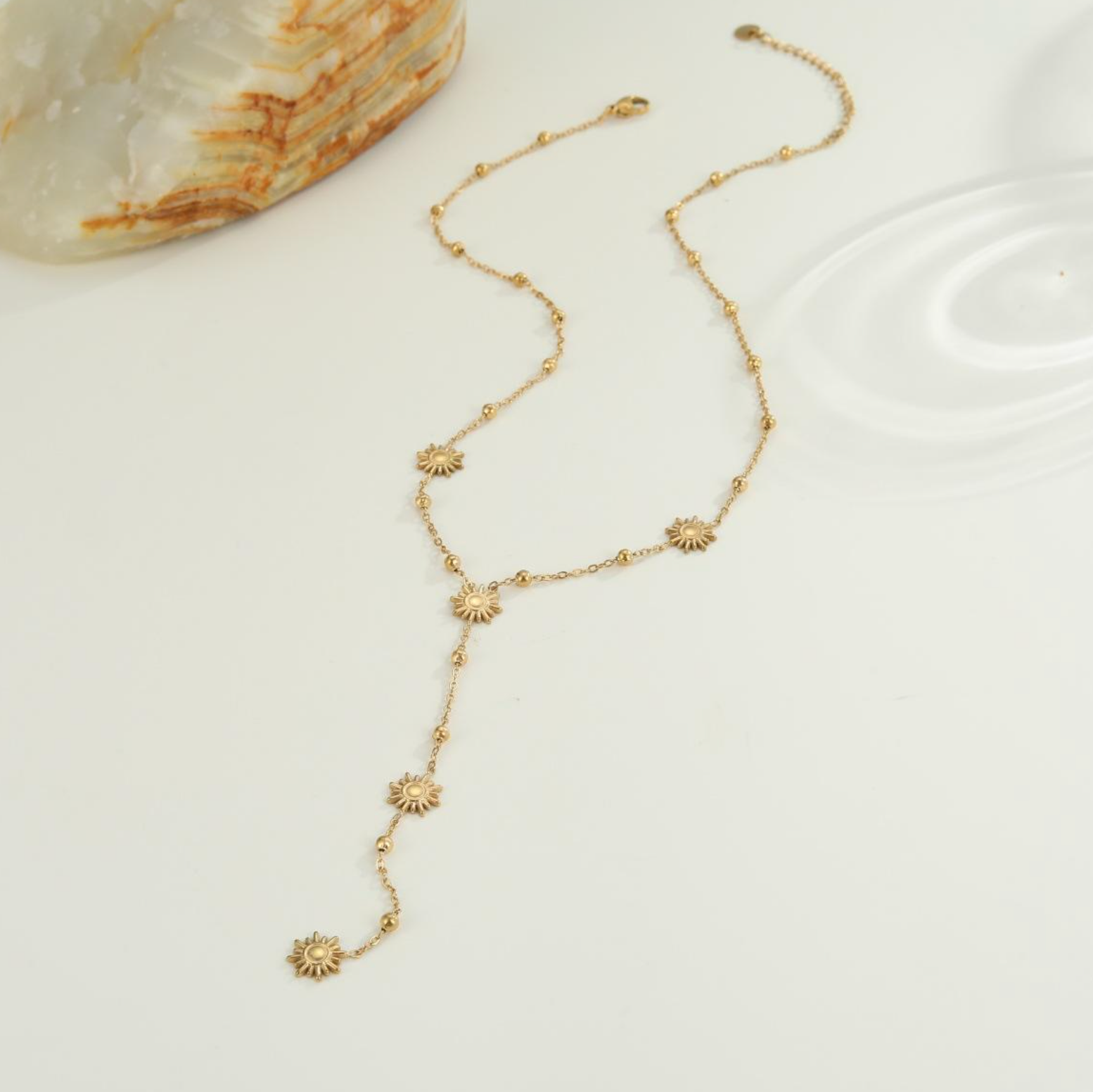 Geometric Y-Shape Zircon Necklace