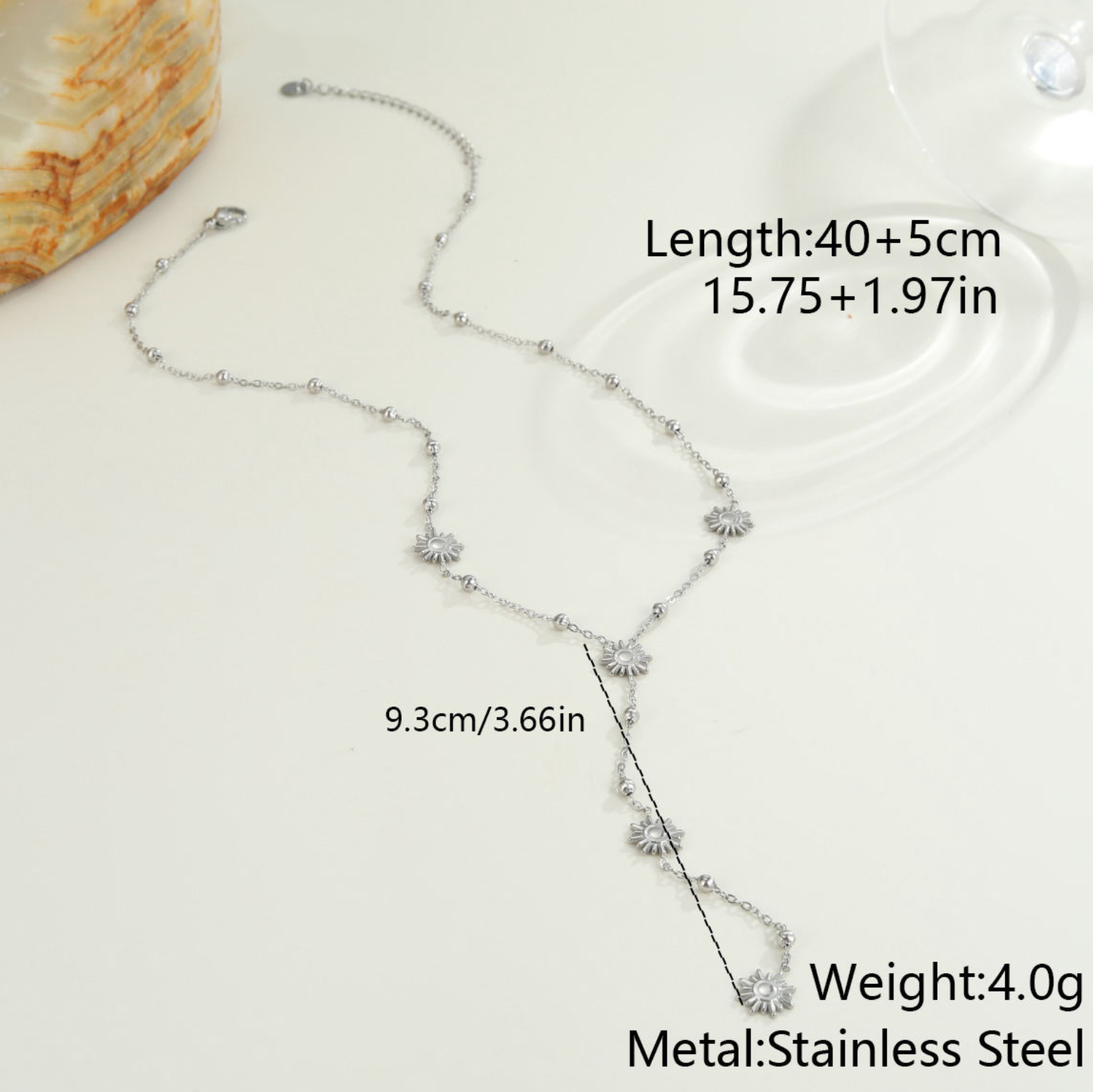 Geometric Y-Shape Zircon Necklace
