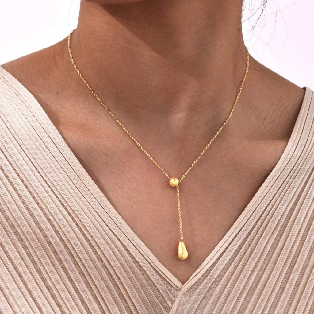 Y-Shape Water Drop Pendant Necklace