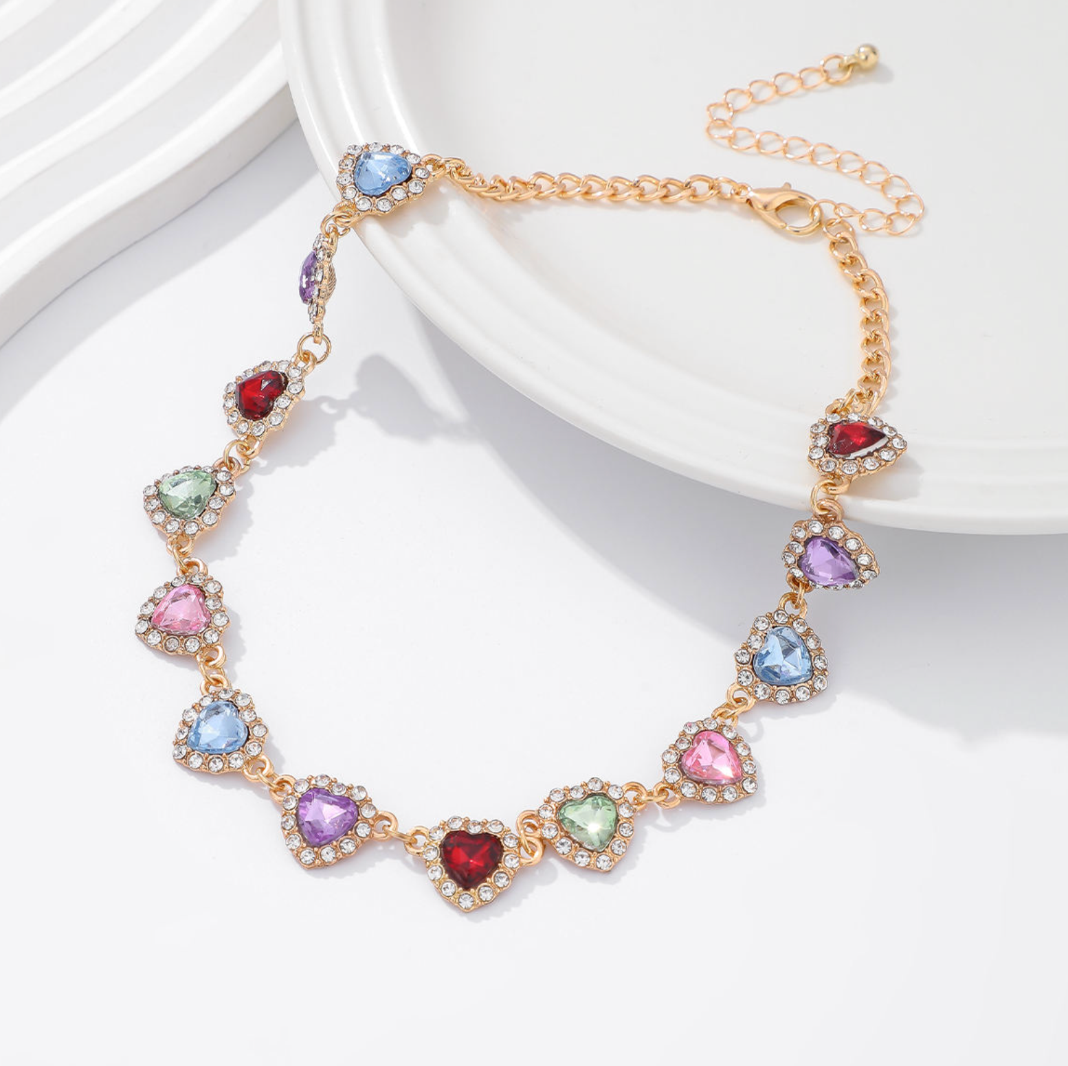 Trendy Multicolor Acrylic Peach Heart Choker Necklace