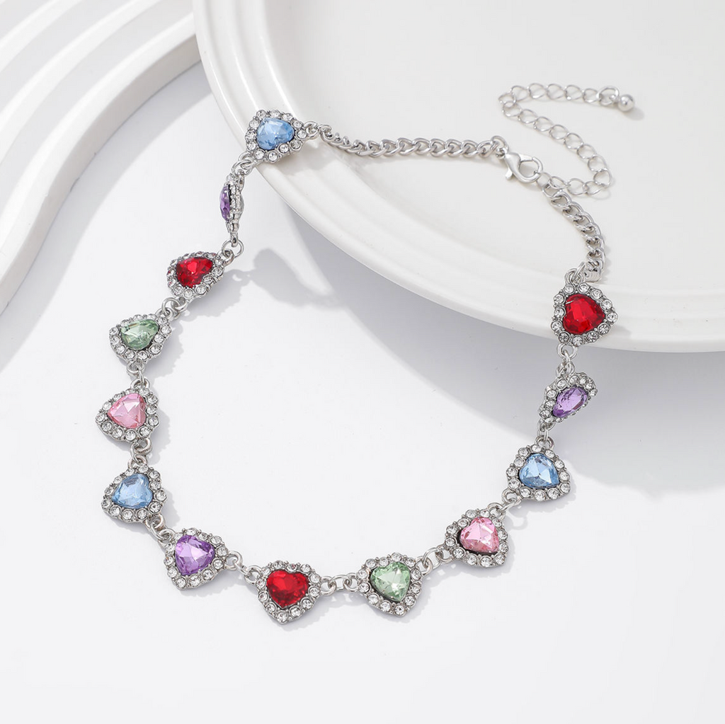 Trendy Multicolor Acrylic Peach Heart Choker Necklace