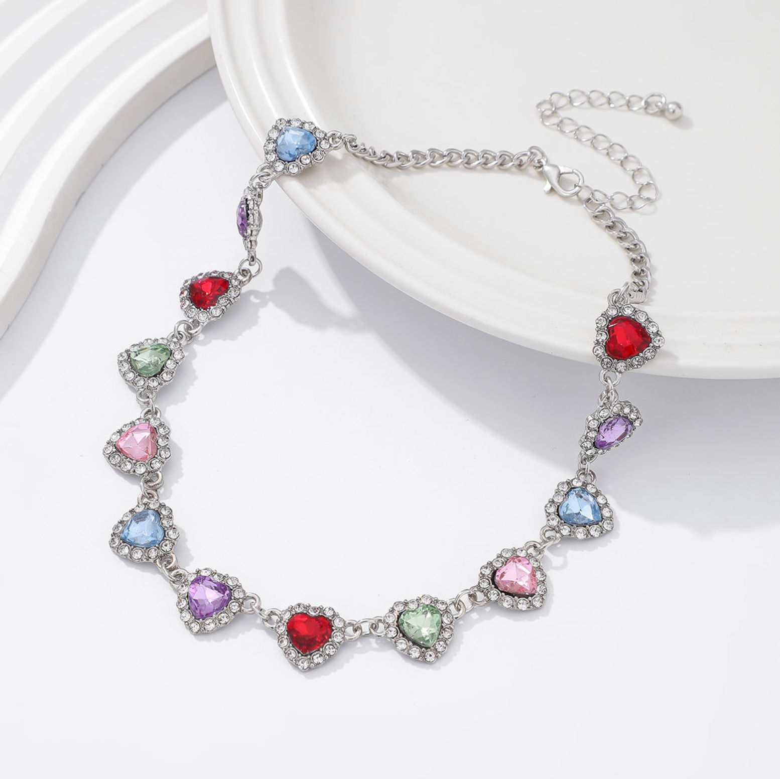 Trendy Multicolor Acrylic Peach Heart Choker Necklace