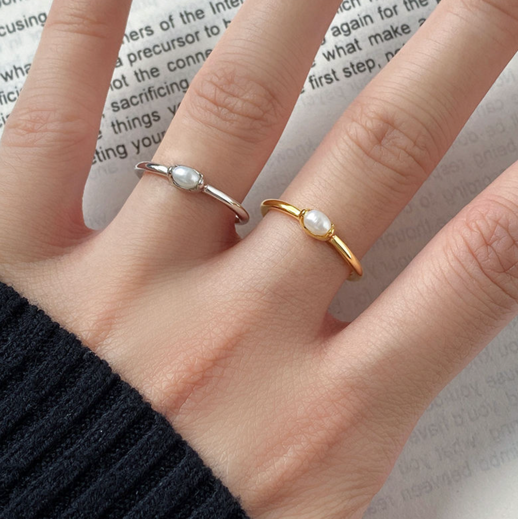 Elegant Open Pearl Ring