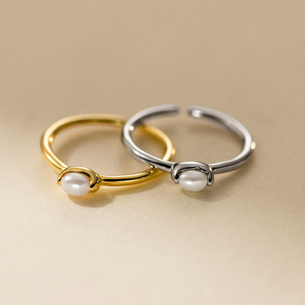 Elegant Open Pearl Ring