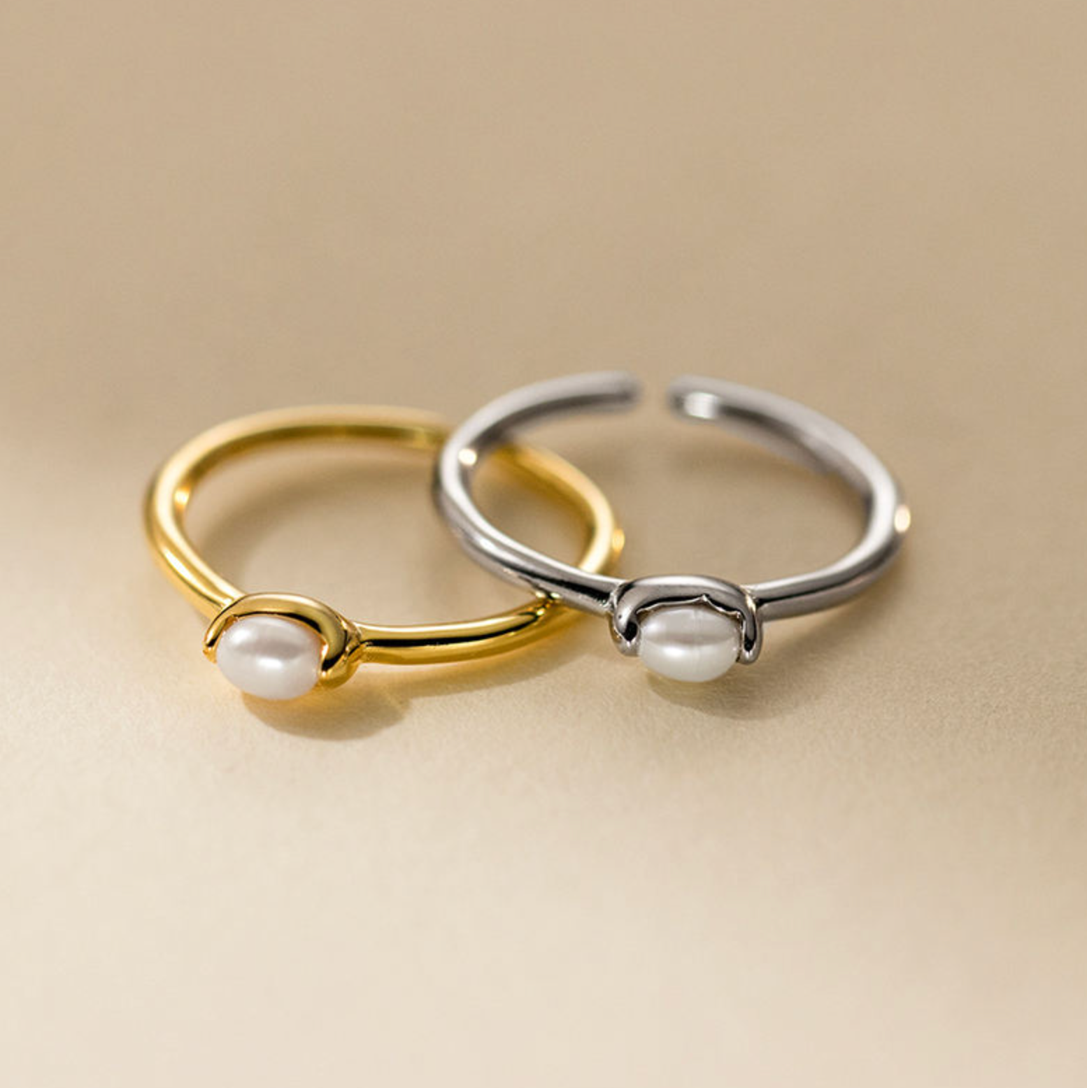 Elegant Open Pearl Ring