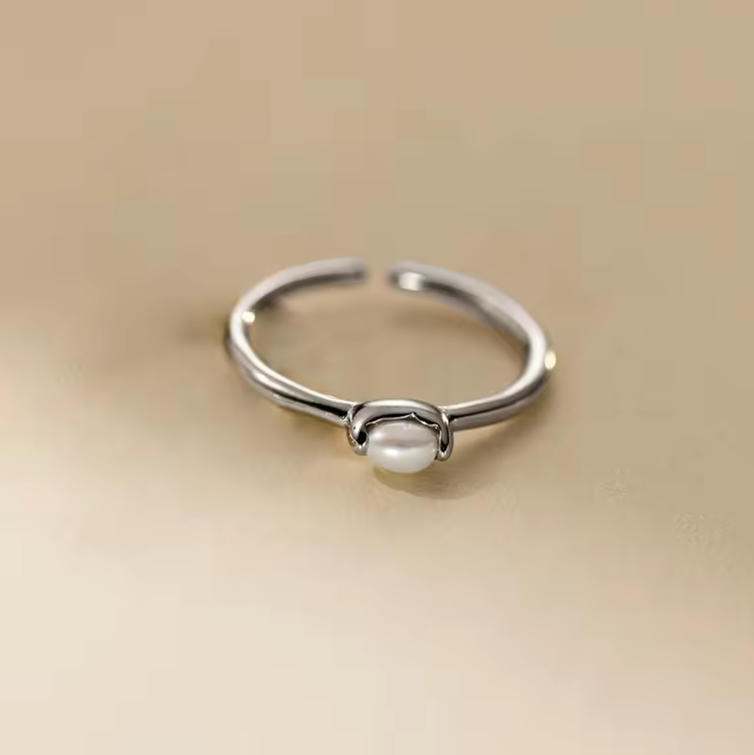 Elegant Open Pearl Ring