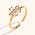 Delicate Floral Open Ring