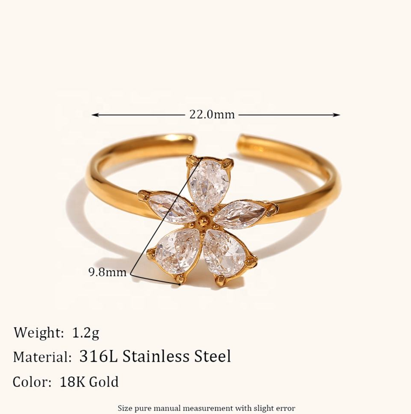 Delicate Floral Open Ring