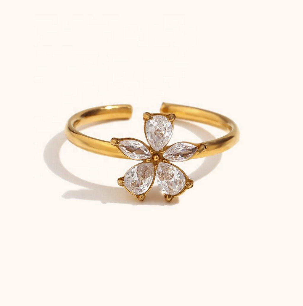 Delicate Floral Open Ring