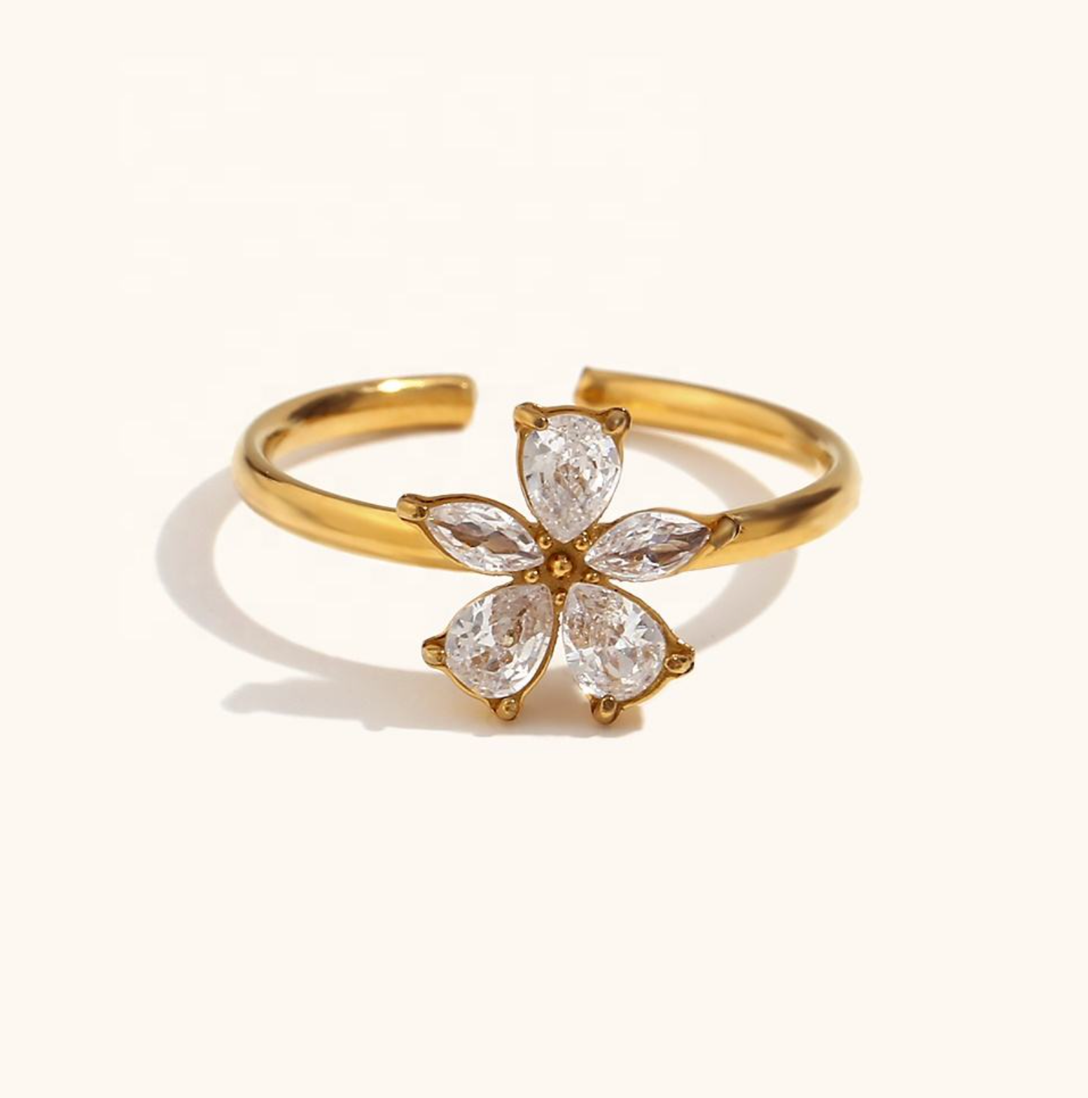 Delicate Floral Open Ring