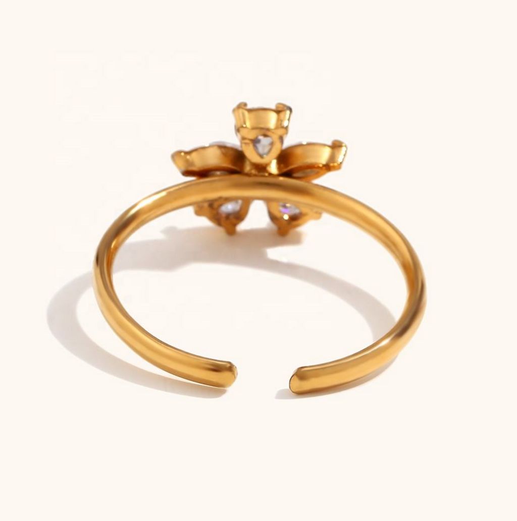 Delicate Floral Open Ring